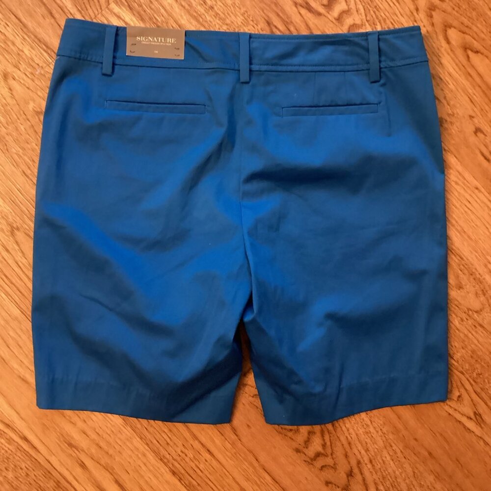 NWT ANN TAYLOR SIGNATURE FIT BLUE BERMUDA SHORTS 14 PREPPY CLASSIC RESORTWEAR - Picture 2 of 2